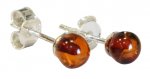 Boucles d'Oreilles en Argent avec perle d' Ambre 5 mm
