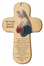 Croix bois imprimée Je vous salue Marie