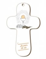 Croix blanche en bois imprimée Le pain de vie