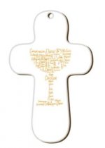 Croix blanche en bois imprimée Calice