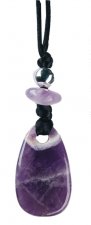 Collier Améthyste Perle métallique Cordon noir