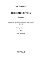IAN VENABLES: REMEMBER THIS (SCORE)