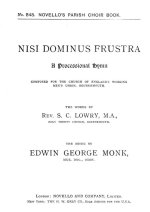EDWIN GEORGE MONK: NISI DOMINUS FRUSTRA (HYMN) SATB/ORGAN CHANT