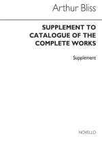 BLISS: CATALOGUE OF THE COMPLETE WORKS (SUPPLEMENT) LIVRE SUR LA MUSIQUE