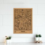 WOODY MAP VILLE L - PARIS - NOIR 60 CM X 45 CM