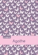 Le cahier d'Agathe - Petits carreaux, 96p, A5 - Papillons Mauve