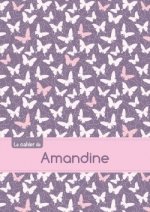 Le cahier d'Amandine - Petits carreaux, 96p, A5 - Papillons Mauve