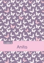 Le cahier d'Anita - Petits carreaux, 96p, A5 - Papillons Mauve