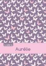 Le cahier d'Aurélie - Petits carreaux, 96p, A5 - Papillons Mauve