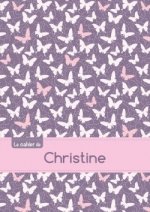 Le cahier de Christine - Petits carreaux, 96p, A5 - Papillons Mauve