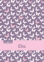 Le cahier d'Elia - Petits carreaux, 96p, A5 - Papillons Mauve