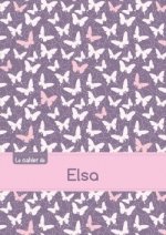 Le cahier d'Elsa - Petits carreaux, 96p, A5 - Papillons Mauve