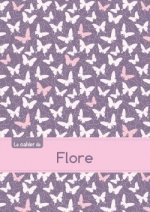 Le cahier de Flore - Petits carreaux, 96p, A5 - Papillons Mauve