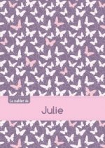 Le cahier de Julie - Petits carreaux, 96p, A5 - Papillons Mauve