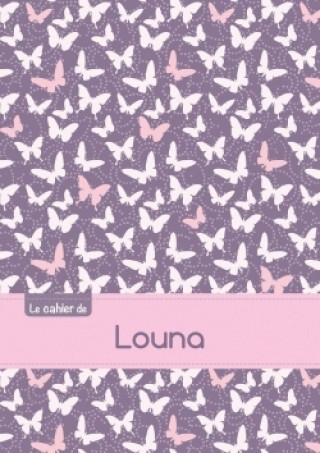 Le cahier de Louna - Petits carreaux, 96p, A5 - Papillons Mauve