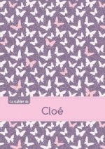 Le cahier de Cloé - Blanc, 96p, A5 - Papillons Mauve