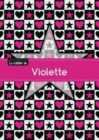 CAHIER VIOLETTE BLANC,96P,A5 ETOILEETCoeUR