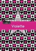 CAHIER VIOLETTE BLANC,96P,A5 ETOILEETCoeUR