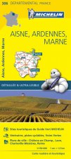 Carte Départemental Michelin Aisne, Ardennes, Marne