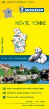 Carte Départemental Michelin Nièvre, Yonne