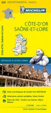 Carte Départemental Michelin Côte-d'Or, Saône-et-Loire