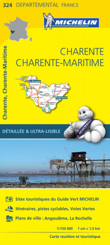 Carte Départemental Michelin Charente, Charente-Maritime