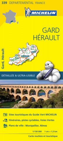 Carte Départemental Michelin Gard, Hérault