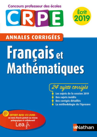 Annales CRPE Français et mathématiques - Ecrit 2019