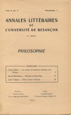 ANNALES LITTERAIRES DE L'UNIVERSITE DE BESANCON. PHILOSOPHIE. TOME II , FASC. 2