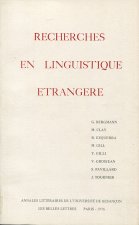 RECHERCHES EN LINGUISTIQUE ETRANGERE. VOL. III