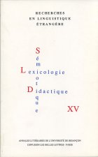 RECHERCHES EN LINGUISTIQUE ETRANGERE. VOL. XV