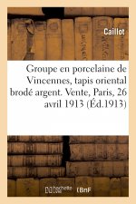 Groupe En Porcelaine Tendre de Vincennes, Tapis Oriental Brode Argent, Meuble de Salon