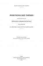 POSITIONS DES THESES 2015. SOUTENUES PAR LES ELEVES DE LA PROMOTION D E 2015 POUR OBTENIR LE DIPLOME