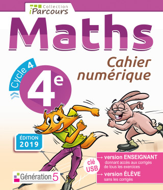 Cahier numérique iParcours maths 4e (clé USB) 2019