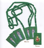La pochette familiale de scapulaires verts en étoffe - D532
