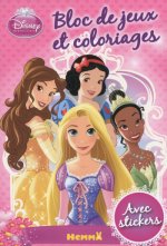 Disney princesses bloc de jeux et coloriages avec stickers ! (raiponce, belle, blanche-neige, tiana)