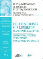 REGARDS CROISES SUR L'EMBRYON-40 ANS APRES LA LOI VEIL-REVUE JIB N°4 VOL28-2017