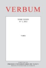 VERBUM, N 1/2012. TOME XXXIV. VARIA