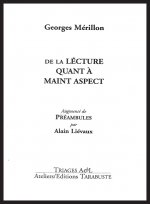 DE LA LECTURE QUANT A MAINT ASPECT - Georges Mérillon