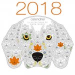 Calendrier mural 2018 - Chiens à colorier - illustrations de Sara Muzio