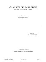 RENE BERTHELOT: CHANSON DE BARBERINE (CHORAL-MIXED A CAPPELLA) CHANT