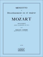 MOZART DUPONT MENUETTO DU DIVERTISSEMENT IN D CLARINET & PIANO BOOK