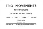 TRIO MOVEMENTS FOR RECORDERS
