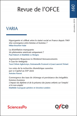 Revue de l'OFCE N°160 - VARIA