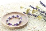 Bracelet Améthyste Perles rondes 8 mm et Perles bois 1 cm