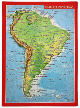 Reliefpostkarte Südamerika