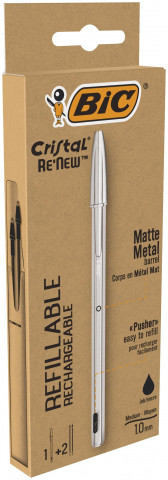 Długopis Cristal Renew Metal BIC czarny pudełko 1+ wkład 2szt