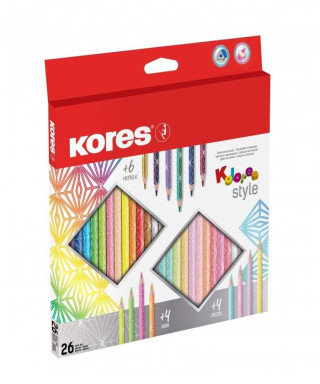 Kores Style trojhrannďż˝ pastelky 26 barev