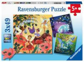 Ravensburger Kinderpuzzle 05181 - Einhorn, Drache und Fee - 3x49 Teile Puzzle für Kinder ab 5 Jahren