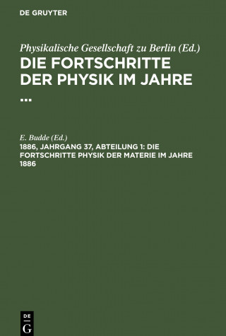 Die Fortschritte Physik Der Materie Im Jahre 1886